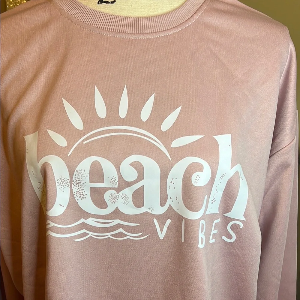 Soft Pink Beach Vibes Crewneck Sweatshirt - Picture 3 of 3